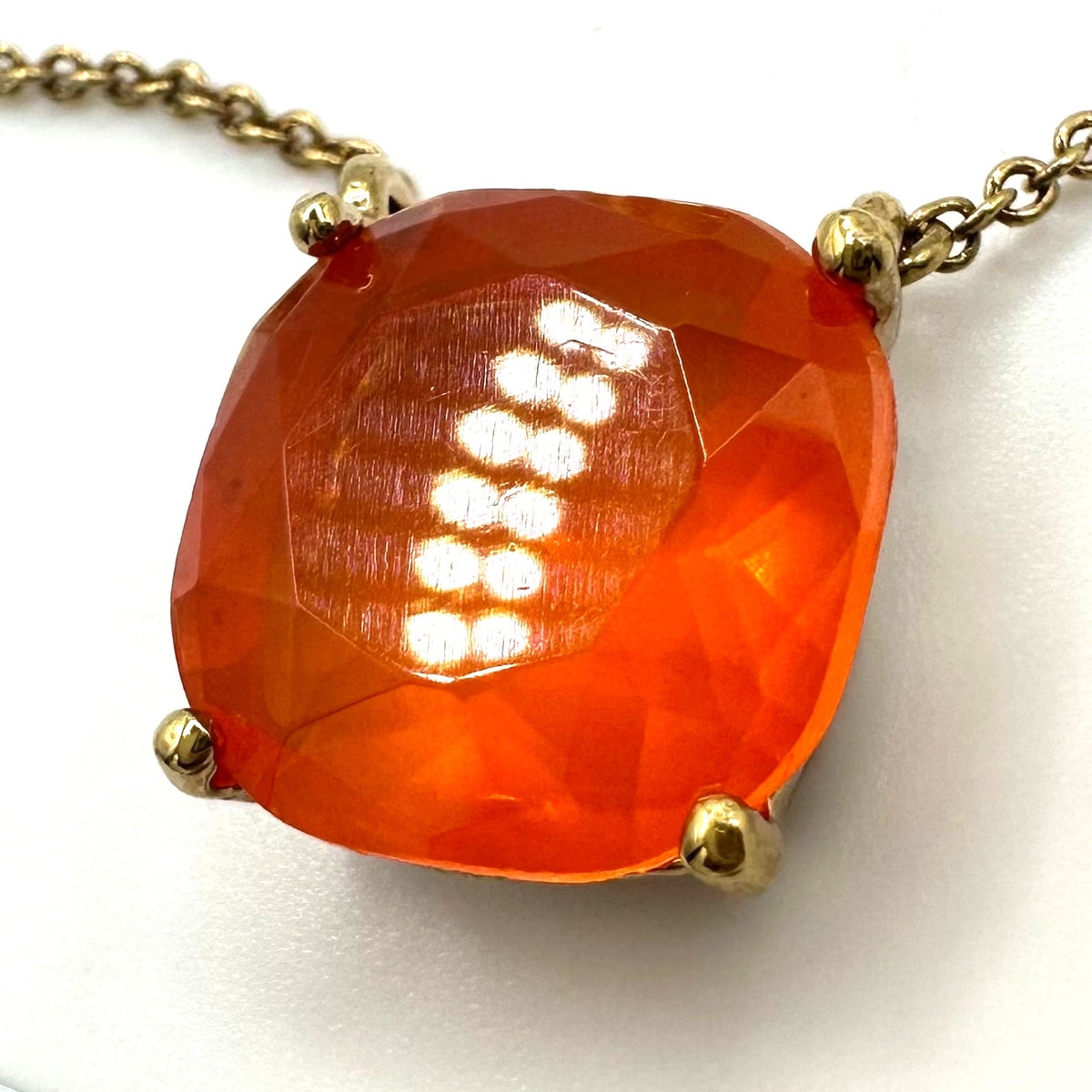 Kate Spade Cause a Stir gold plated opaque orange rhinestone pendant necklace