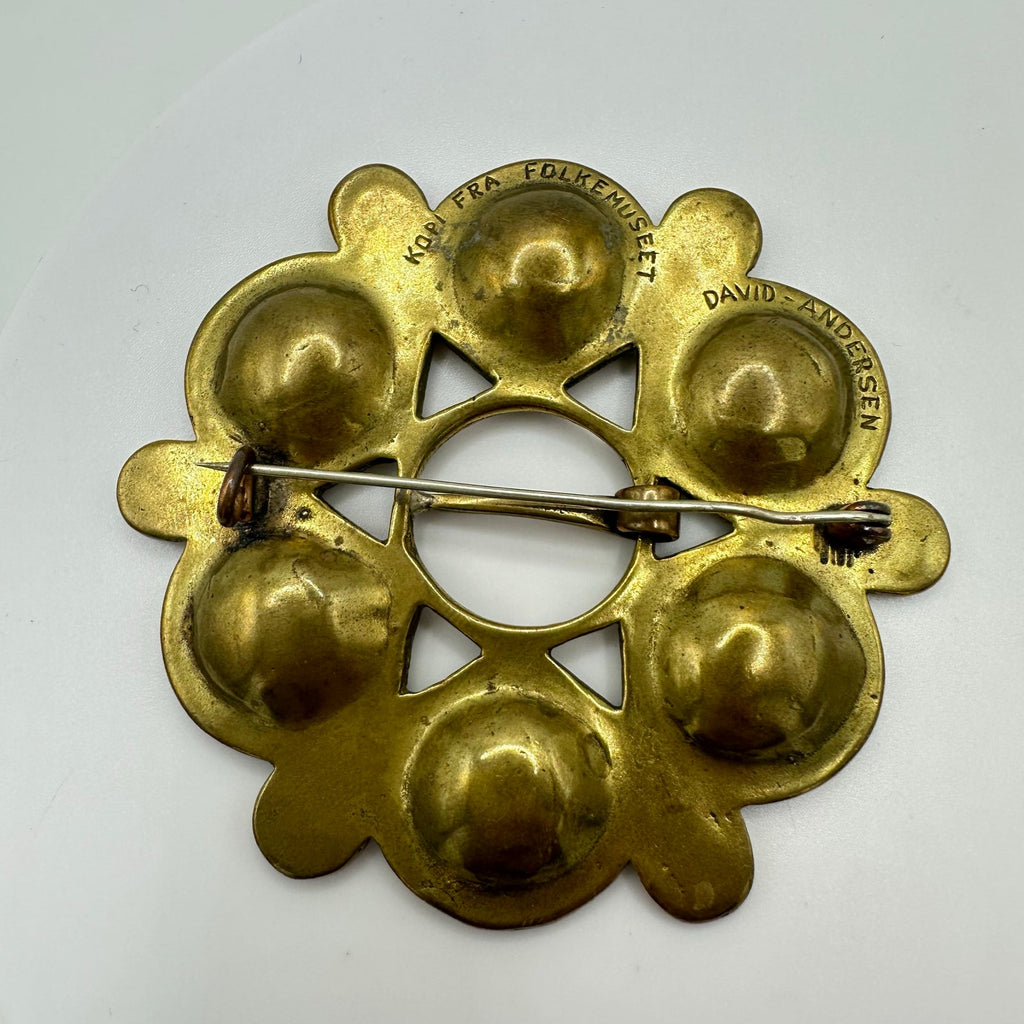 David Andersen Norwegian vintage gold tone brass jumbo modernist brooch pin