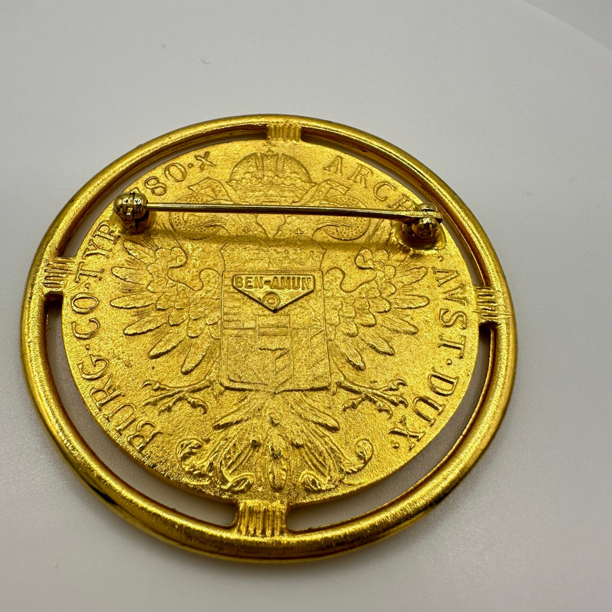 Ben-Amun vintage Maria Theresa Thaler gold plated coin replica statement brooch