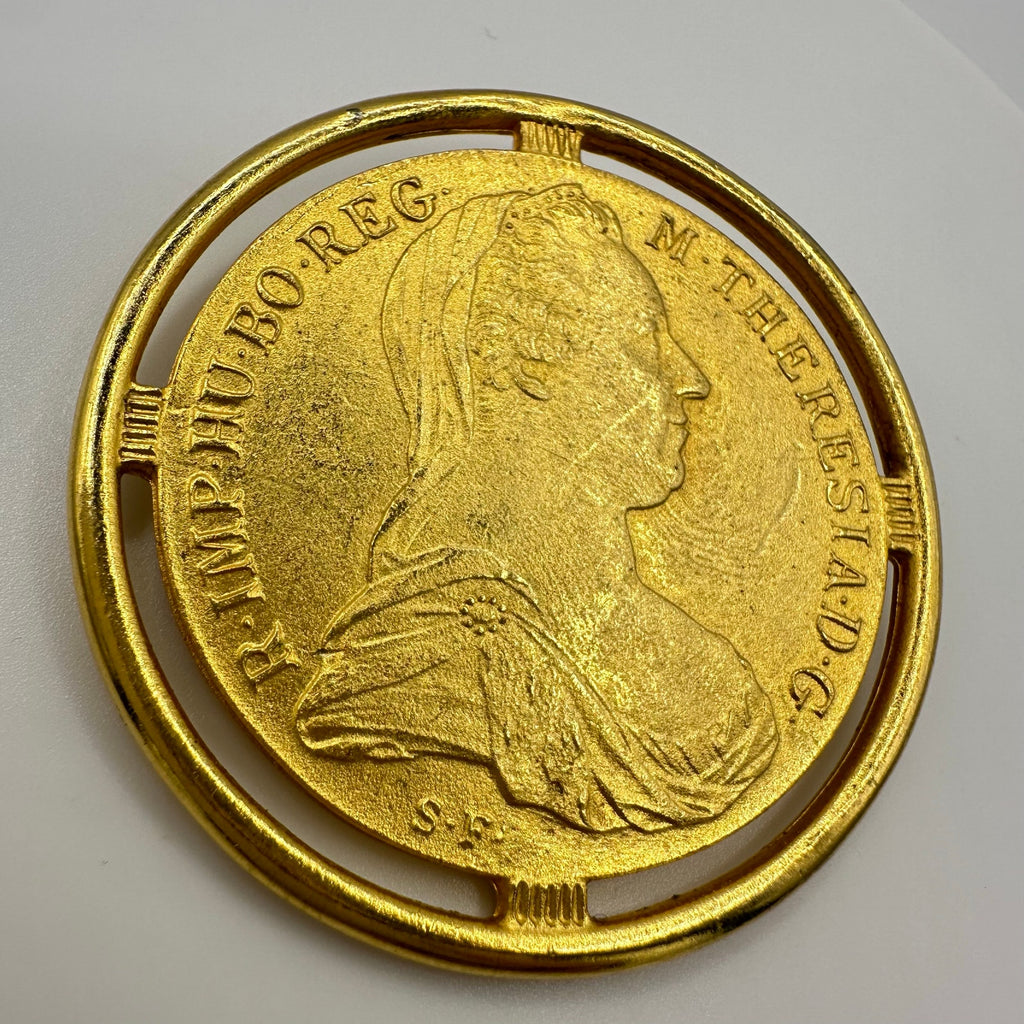 Ben-Amun vintage Maria Theresa Thaler gold plated coin replica statement brooch