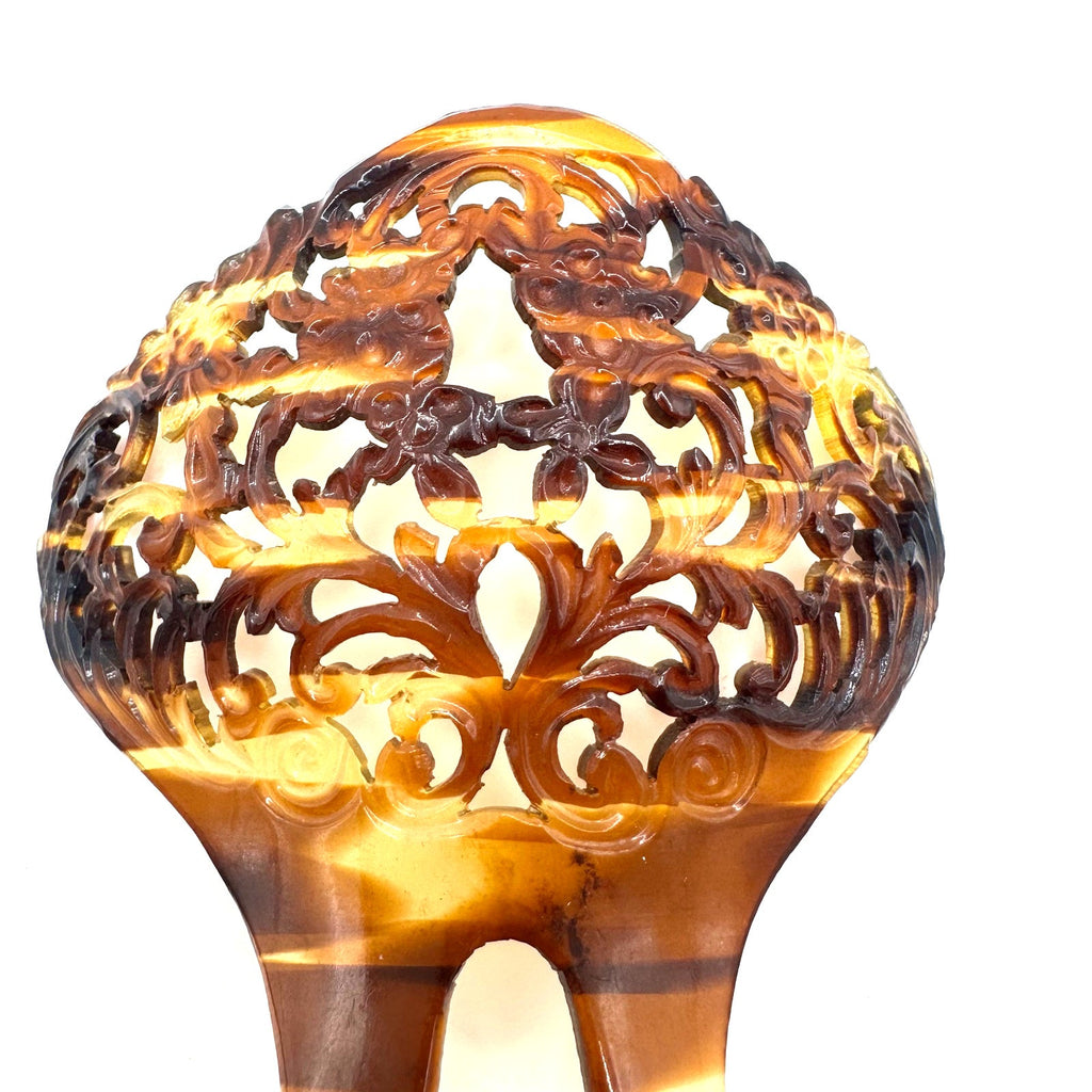 Antique celluloid faux tortoiseshell tortoise shell hair comb ornament