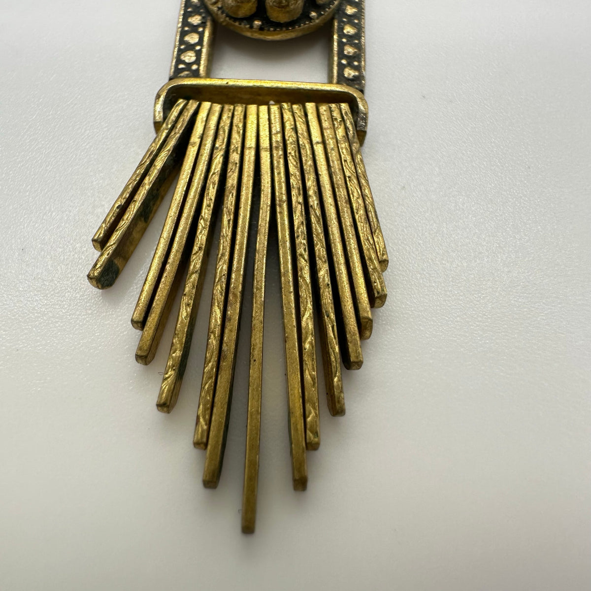 Antique Victorian gold gilt Etruscan Revival tassel fringe brass pendant charm