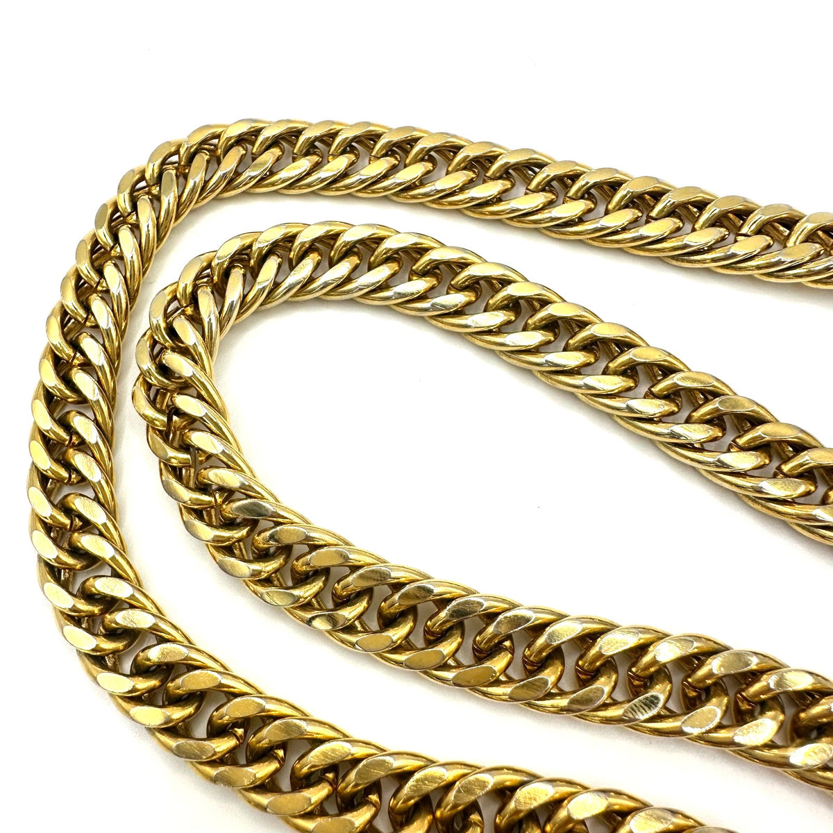 Vintage gold plated extra long 36" heavy 193g curb link unisex chain necklace