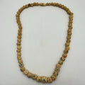 Antique Art Deco carved cream pink bovine bone graduated beads beaded necklace