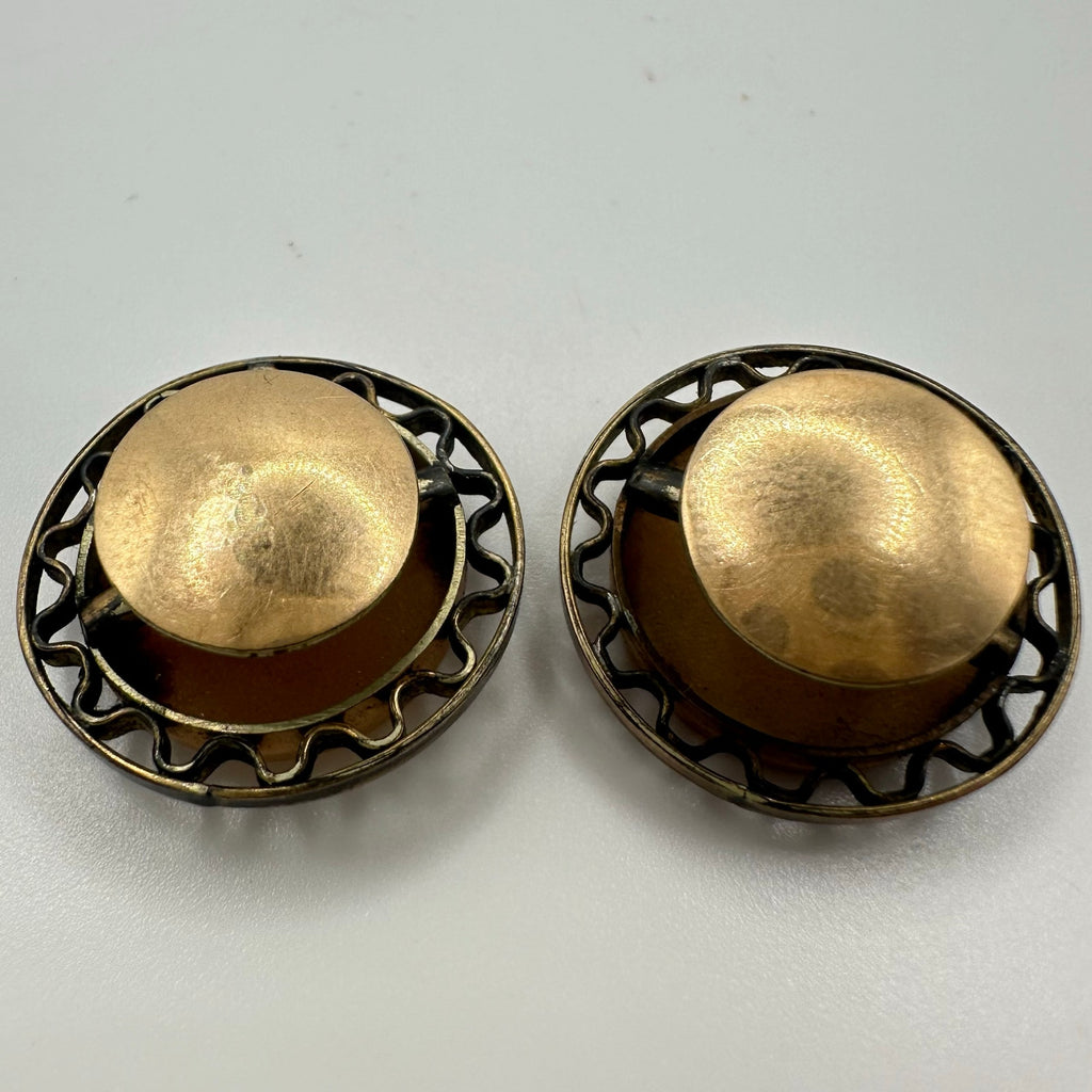 Antique Victorian 1800s solid 10kt & gold filled carved shell cameo cufflinks