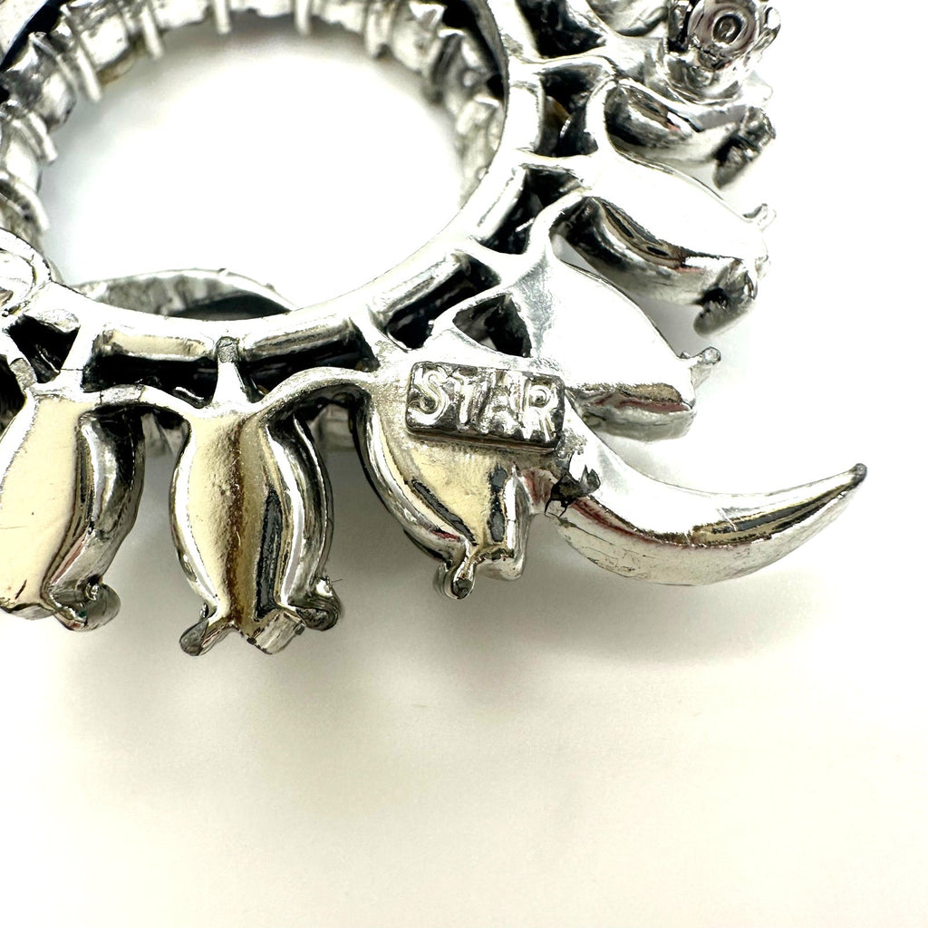 Star vintage silver tone clear gray AB aurora borealis rhinestones wreath brooch