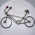 Vintage antique silver tone opalite glass red rhinestones bicycle bike brooch