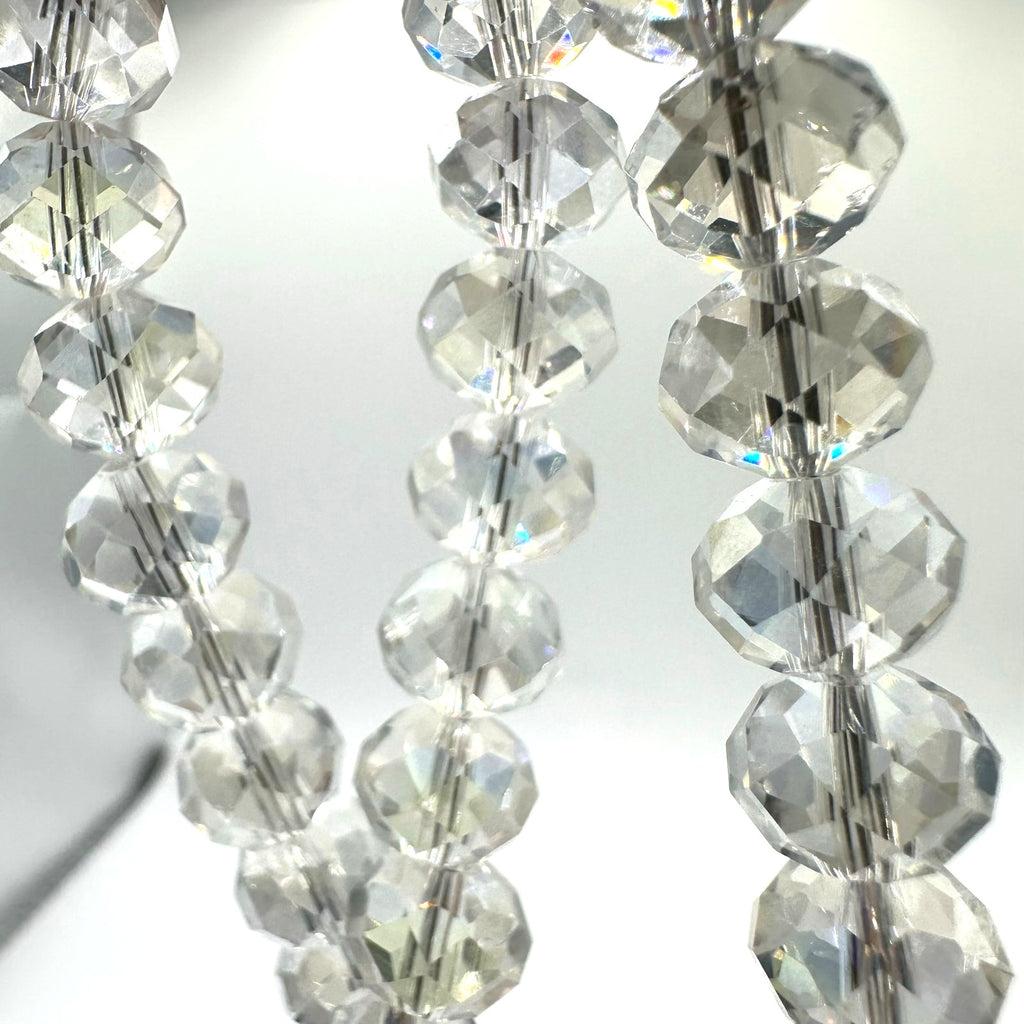 Shay Lowe clear faceted crystal glass beads beaded extra long 61” necklace