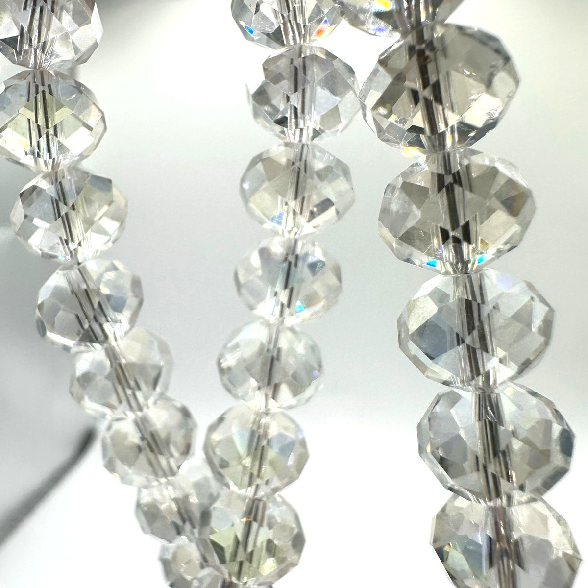 Shay Lowe clear faceted crystal glass beads beaded extra long 61” necklace