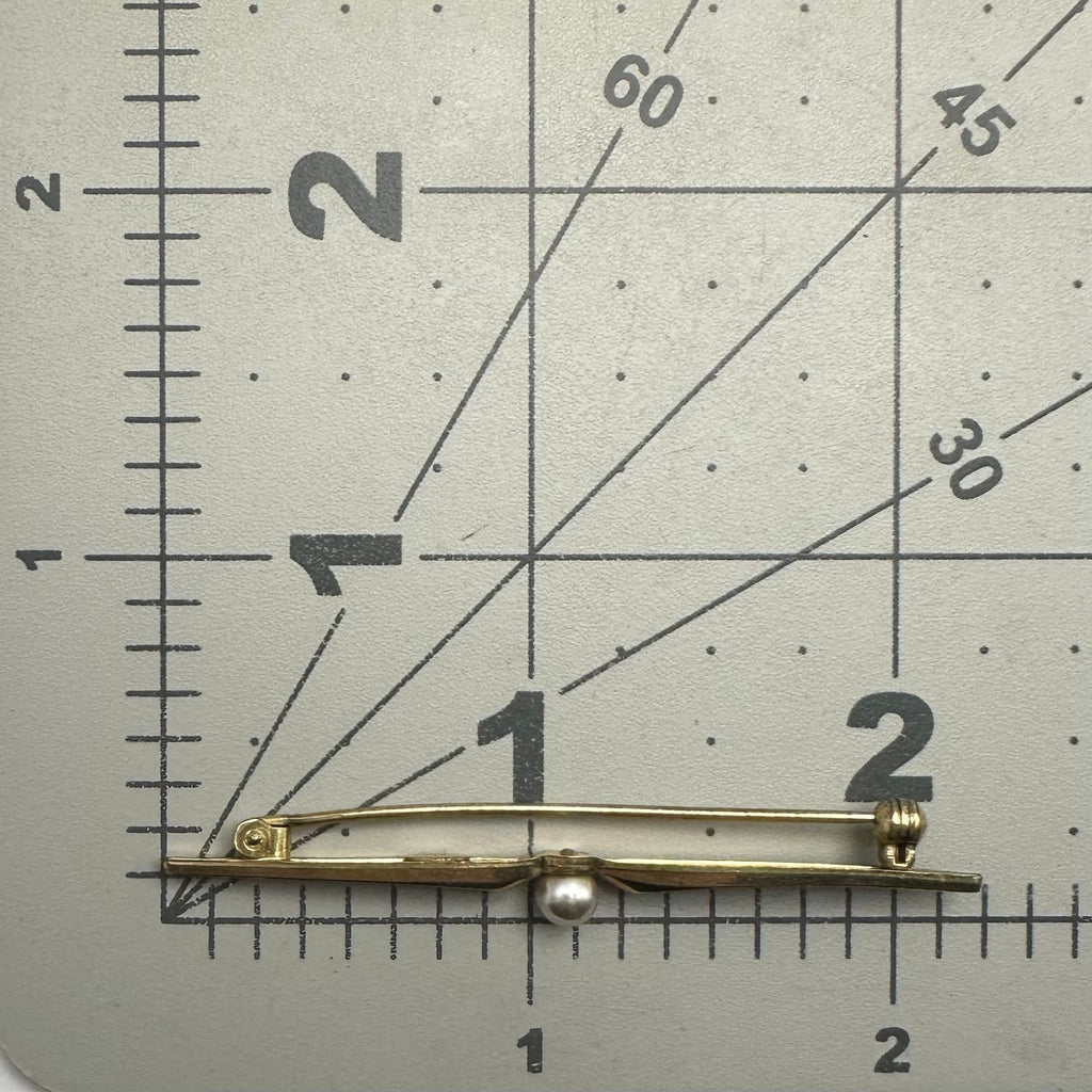 K&L Kordes & Lichtenfels 1960s vintage gold filled faux pearl bar pin brooch