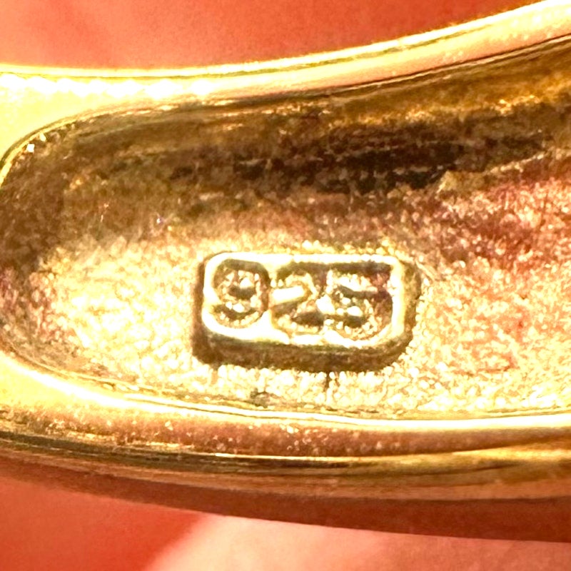 Key Star 925 sterling silver gold vermeil cubic zirconia cocktail ring size 7.5
