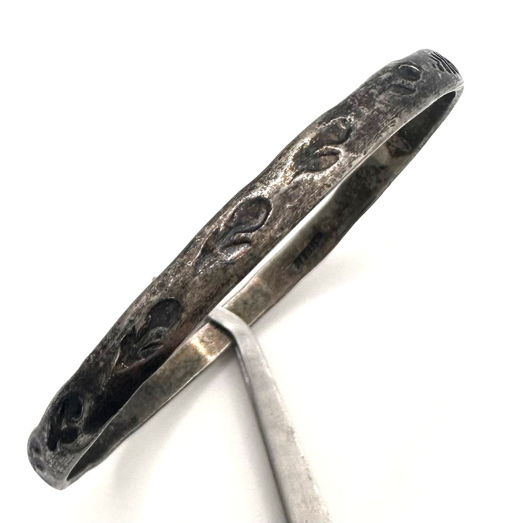 Mexico Alpaca vintage silver tone ferns leaves leaf floral bangle bracelet