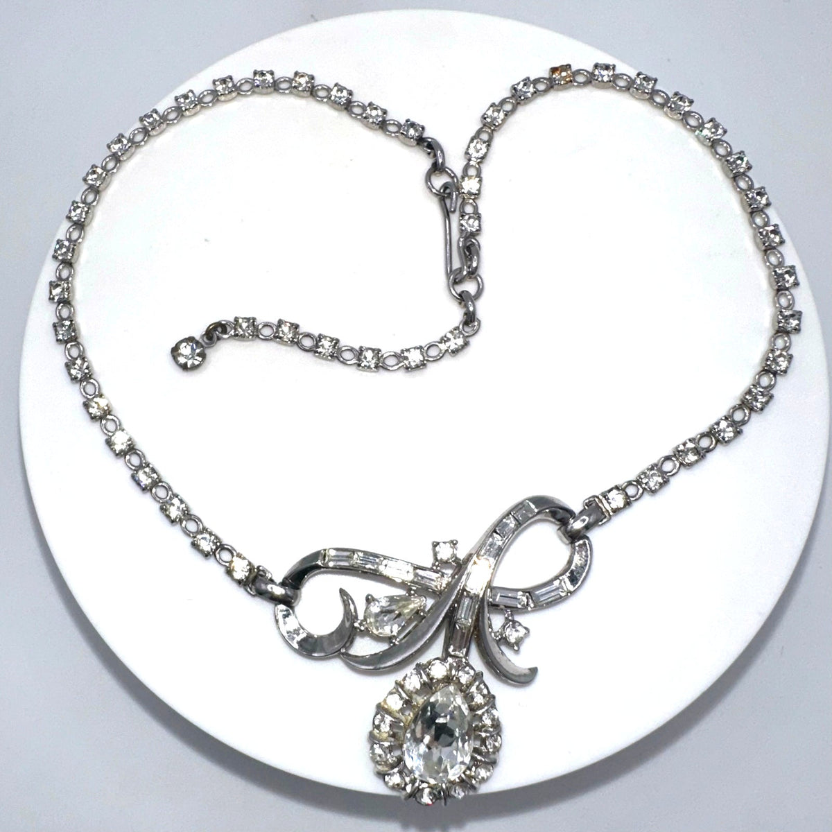 Trifari Alfred Philippe 1952 vintage silver tone clear rhinestones necklace