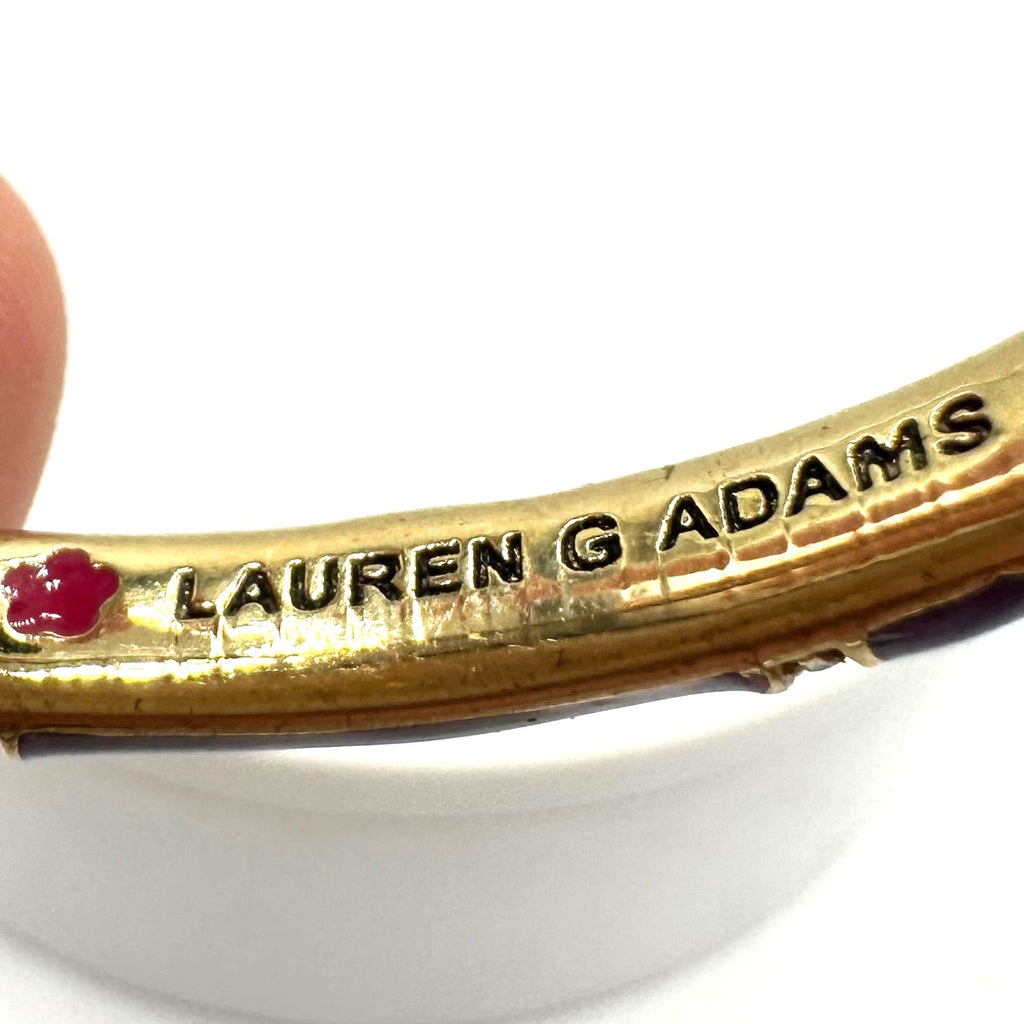 Lauren G Adams 18kt gold plated purple CZ enamel hinged clamper bangle bracelet