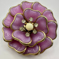 1950s vintage gold tone opaque pink molded glass layered flower floral brooch