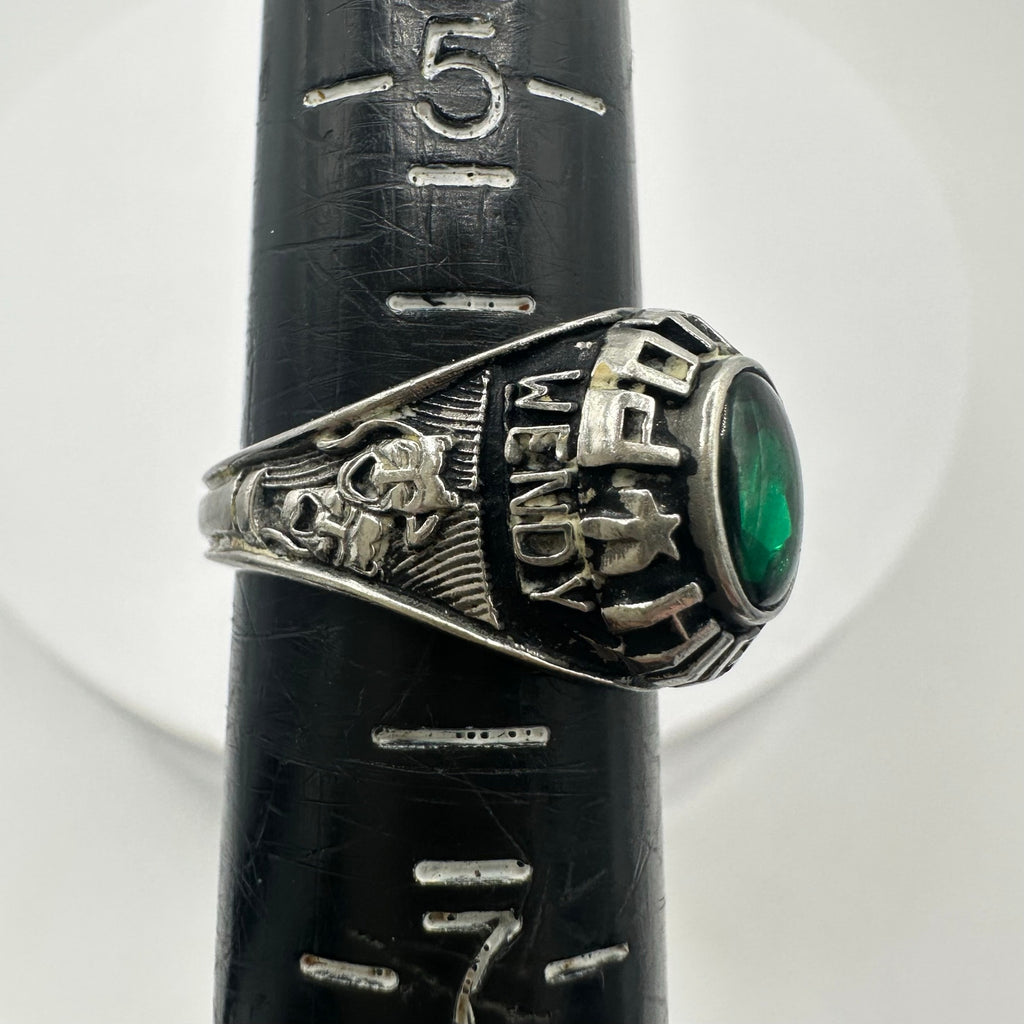 Balfour vintage silver alloy green glass gemstone high school class ring size 6