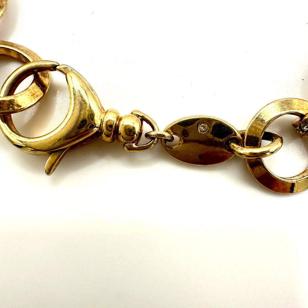 Fossil gold tone clear rhinestones crystals circle cable chain link bracelet