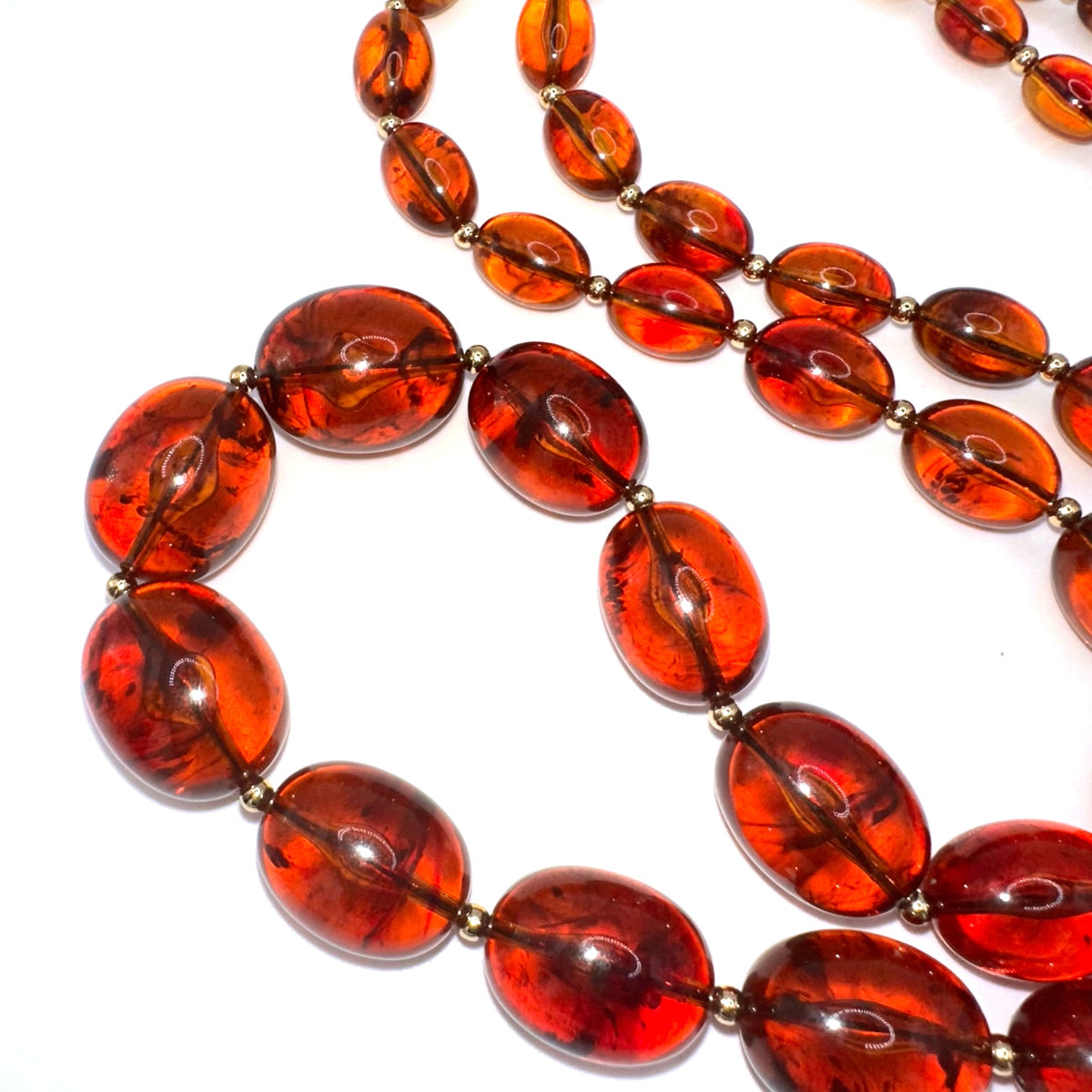 Joan Rivers vintage faux amber lucite beads beaded graduated 32" necklace