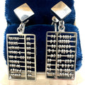 Vintage sterling silver articulated working abacus dangle screw back earrings