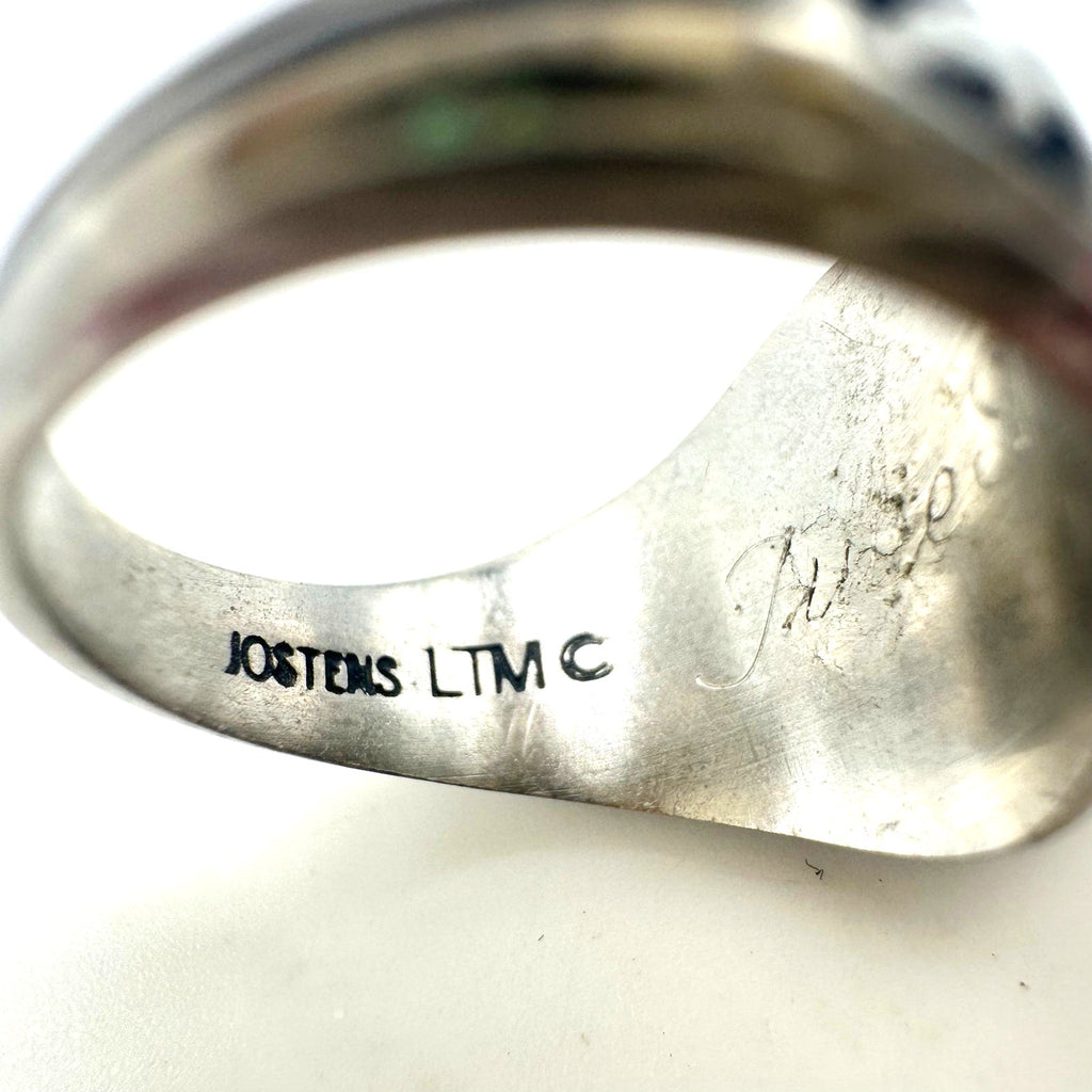 Jostens 1980 vintage silver tone Lustrium peach stone class ring 6.5