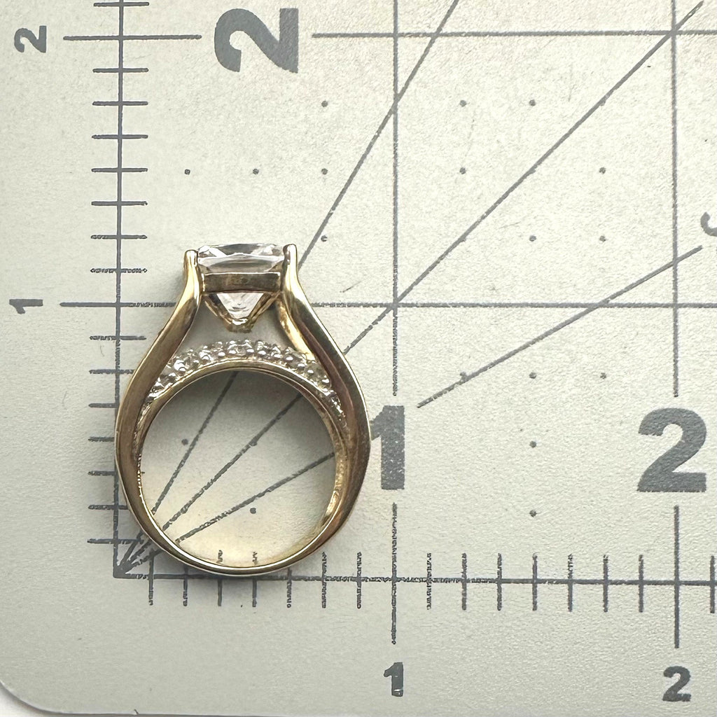 Key Star 925 sterling silver gold vermeil cubic zirconia cocktail ring size 7.5