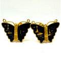 Amita Japan Damascene vintage gold plated black butterfly screw back earrings