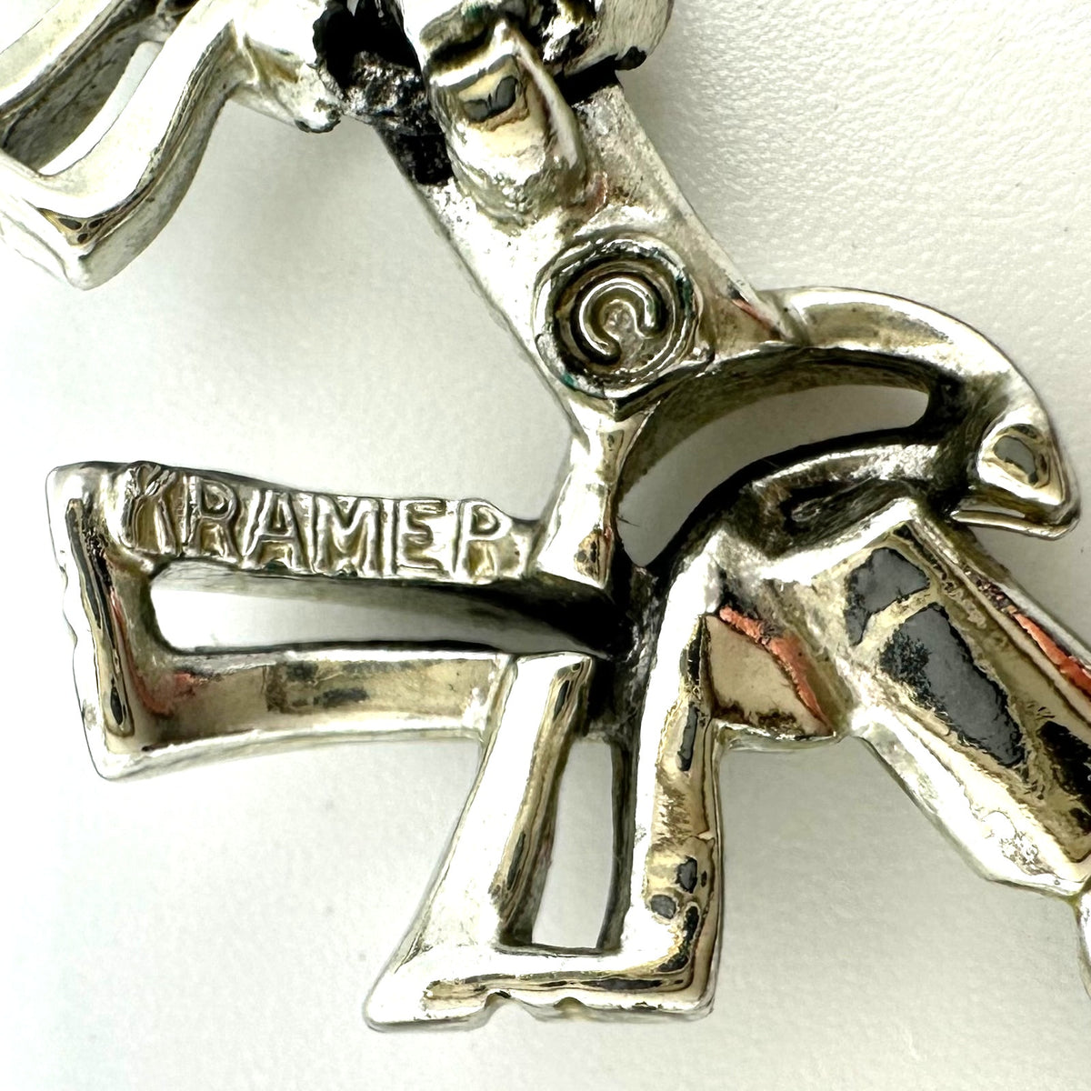 Kramer signed vintage silver tone rhodium plated bows ribbons chain 16” necklace