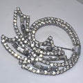 1950s vintage silver tone rhodium plated clear icy glass rhinestones brooch