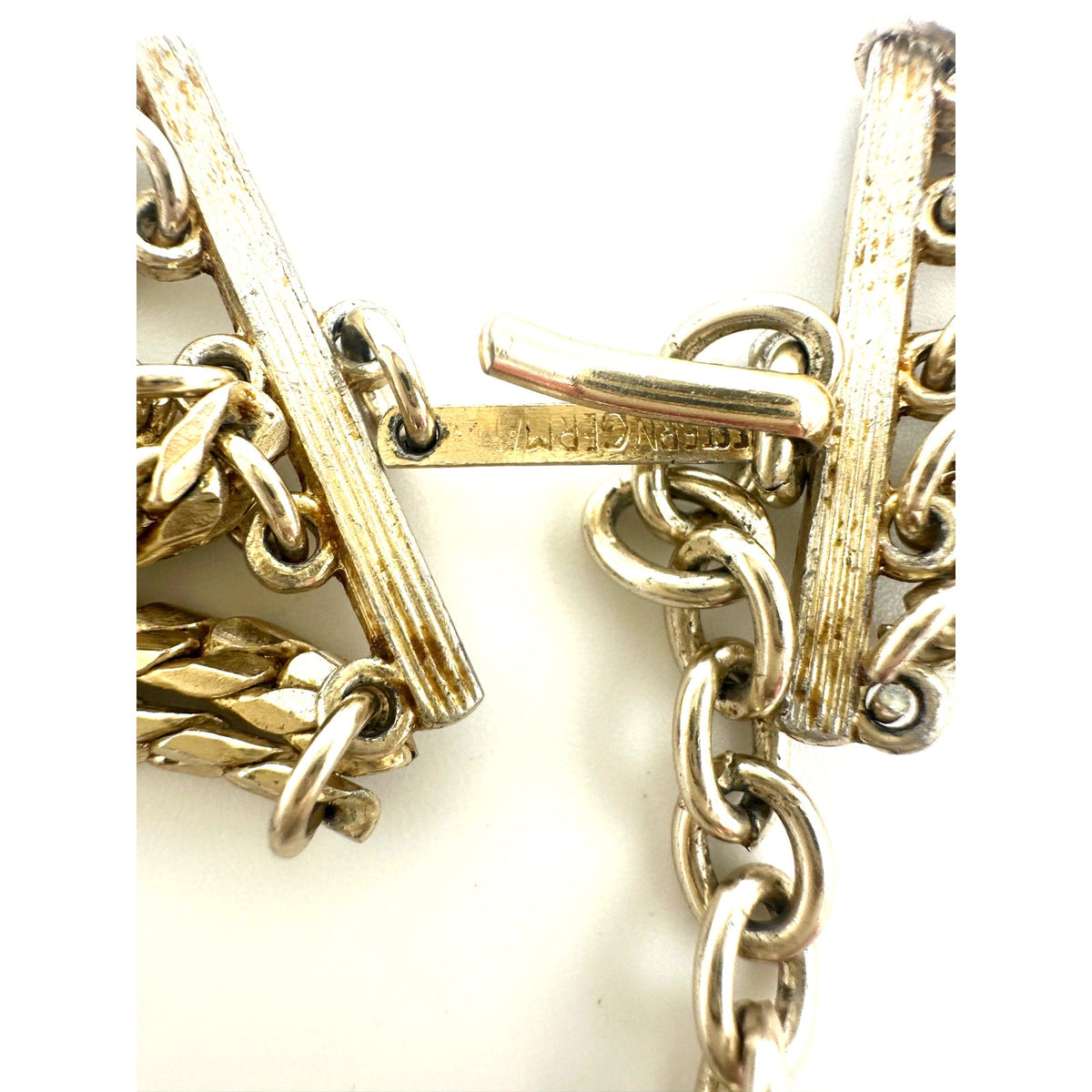 Western Germany signed vintage gold tone 10 multi strand chains necklace