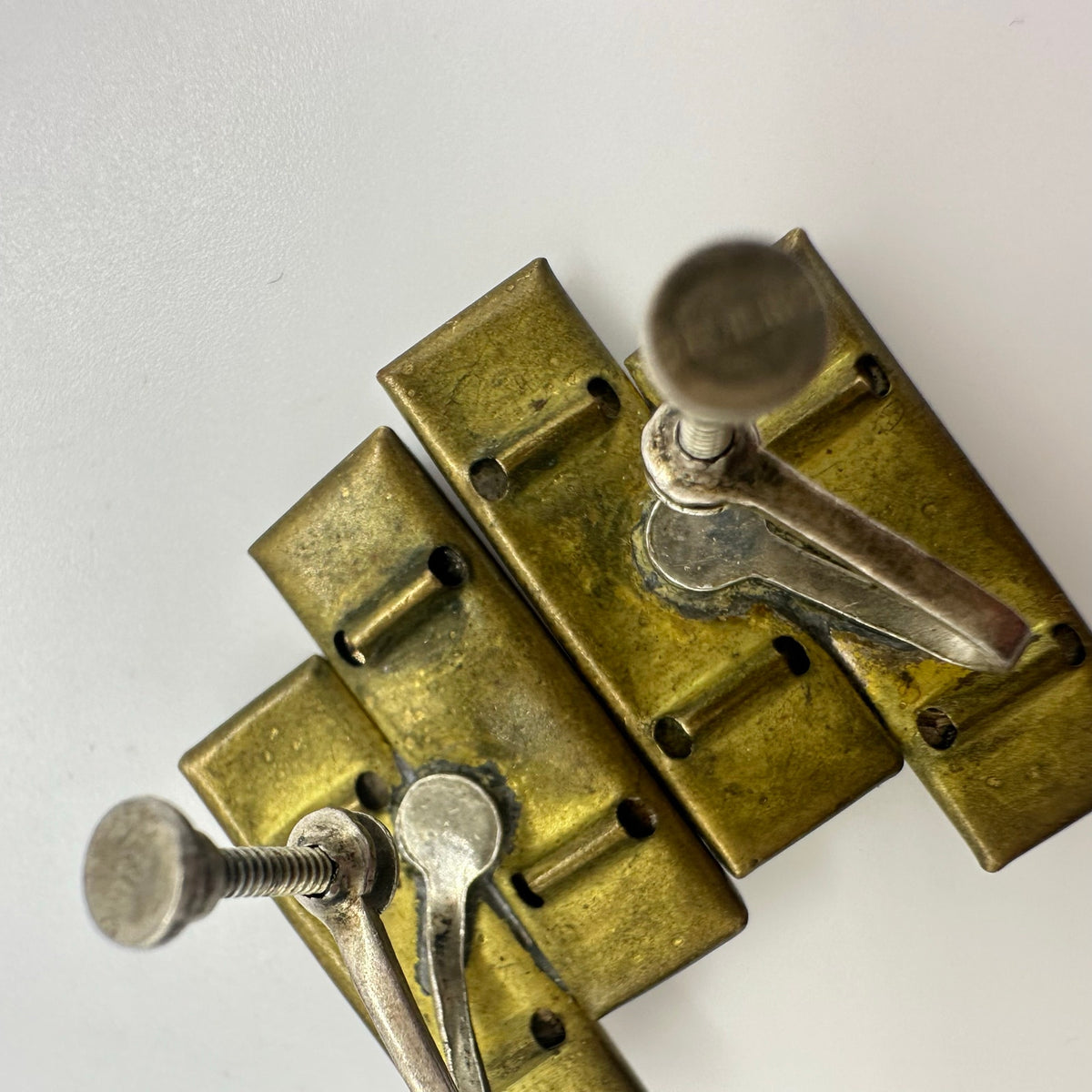Antique Art Deco 1920s brass Czech glass sterling silver screw back earrings