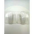 Vintage large 1.5" square clear white silver tone dotted lucite clip on earrings