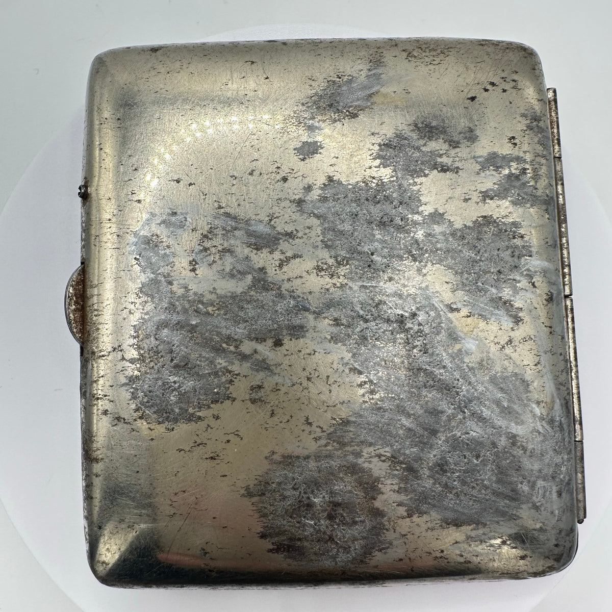 Antique Edwardian 1900s German silver tone portrait cigarette box case compact