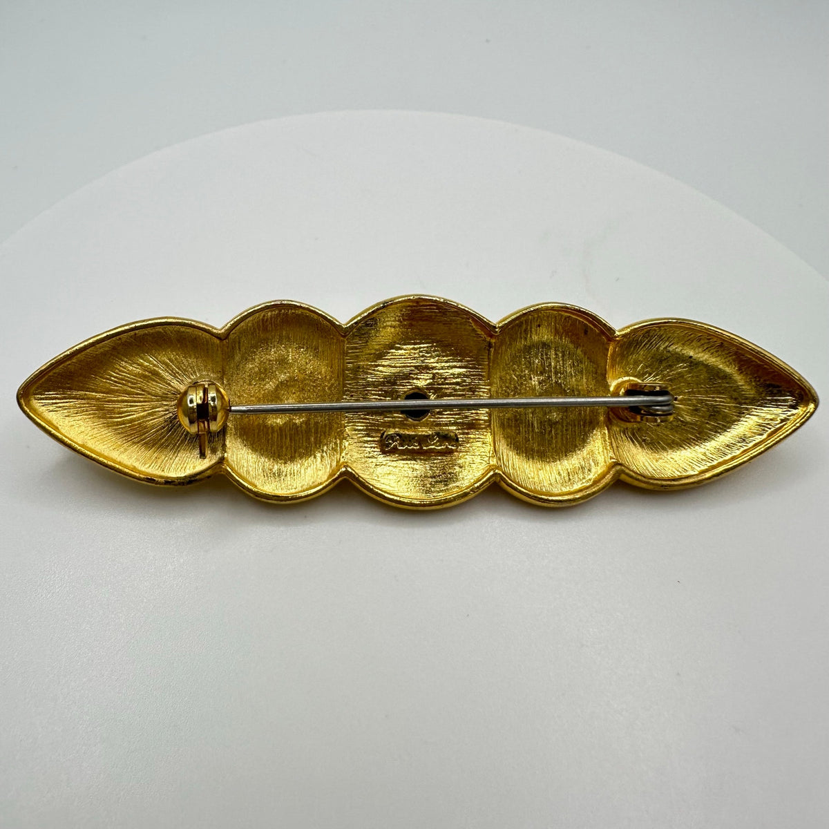 Park Lane vintage brushed gold tone multicolor lucite cabochons bar pin brooch