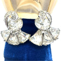 Eisenberg signed vintage silver tone clear glass rhinestones clip on earrings
