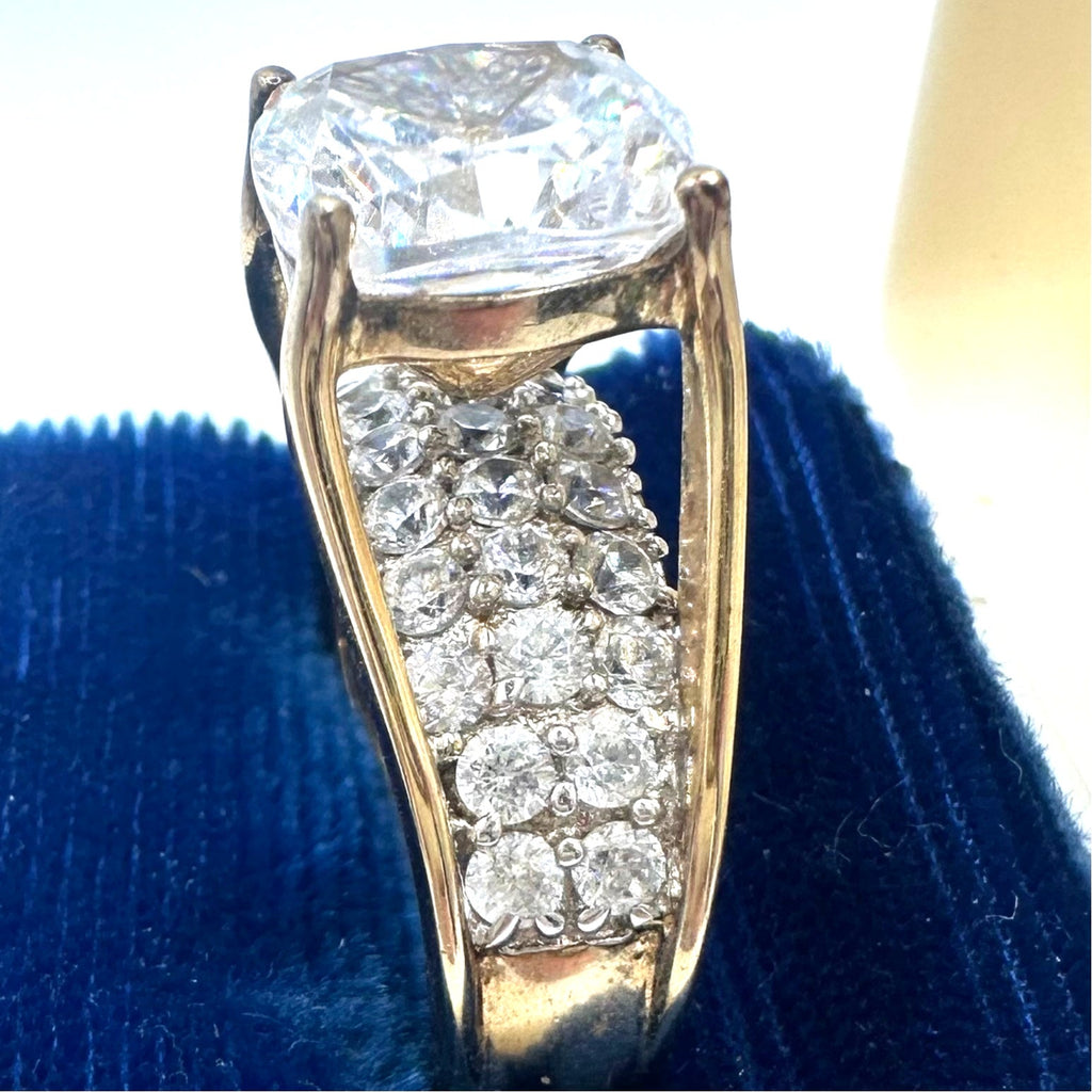 Key Star 925 sterling silver gold vermeil cubic zirconia cocktail ring size 7.5