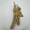 Vintage 1940s gold plated clear rhinestones floral buds fruit brooch pin