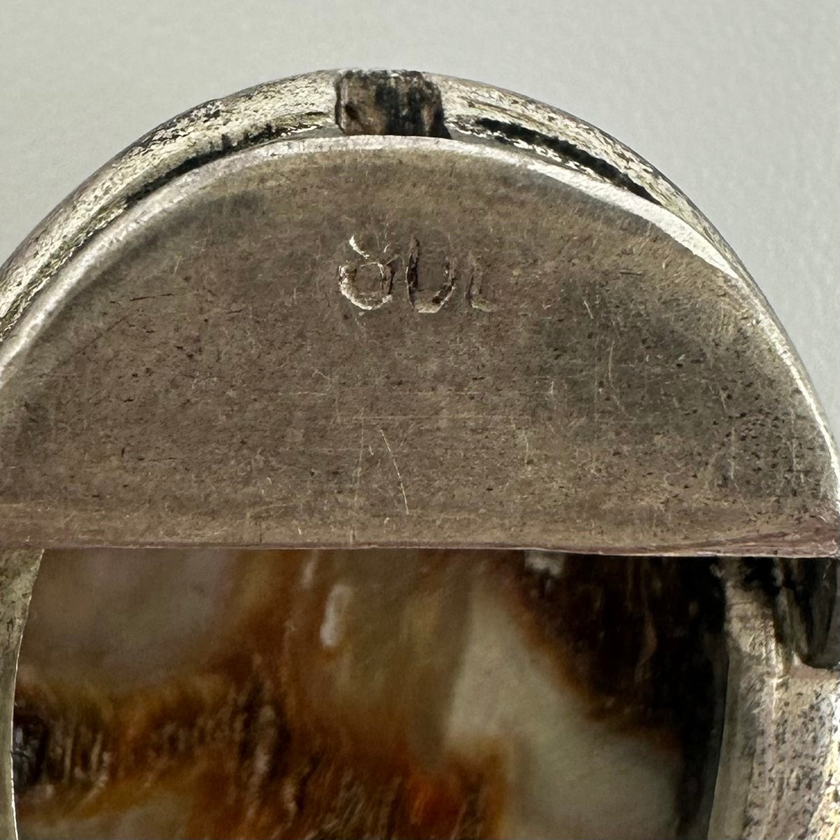 Vintage 800 silver carved genuine abalone shell cameos panel 7.25" bracelet