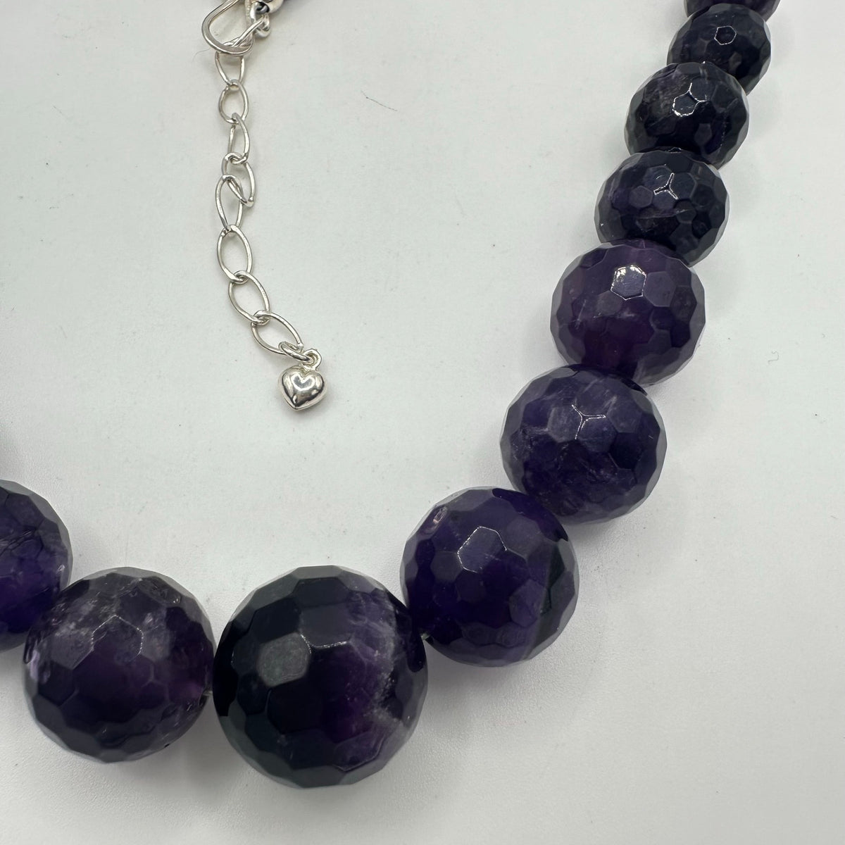 DTR Jay King 925 sterling silver genuine amethyst beaded graduated necklace
