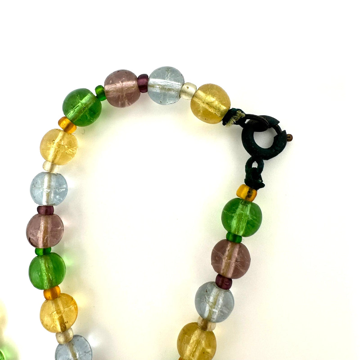 1940s vintage retro extra long 60” multicolor Czech art glass beaded necklace