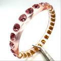 Pale pink clear acrylic rose glass rhinestones statement bangle bracelet