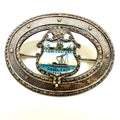 Antique 1900s sterling silver Tennessee Coat of Arms enamel sash pin brooch