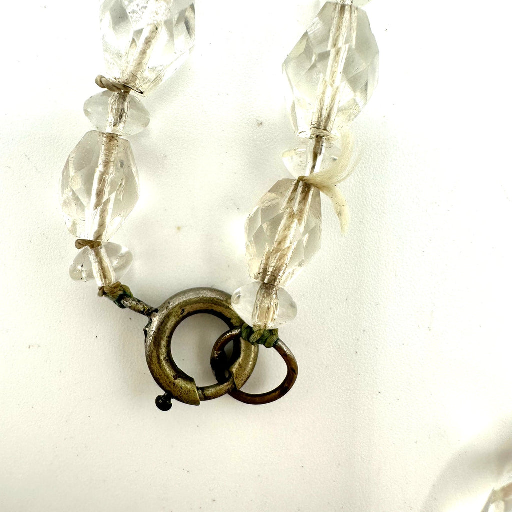 Antique Art Deco clear graduated Czech glass beaded 18.25” necklace