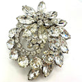 1950s high end vintage silver tone clear glass rhinestones brooch
