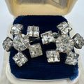 1940s vintage retro clear rhinestones starburst silver tone screw back earrings