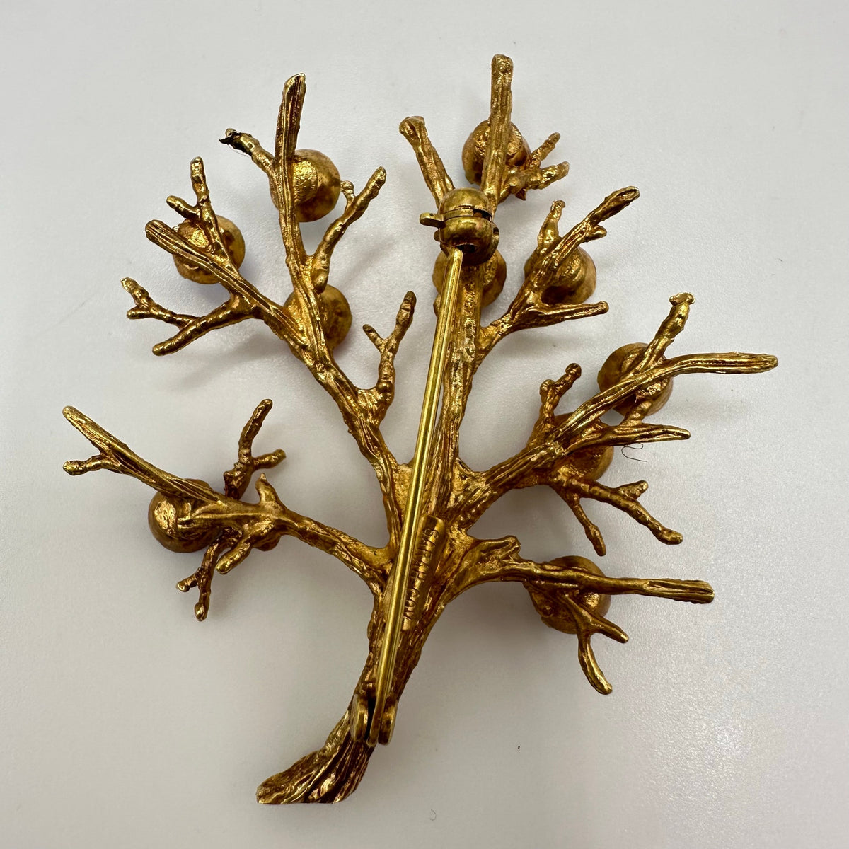 Sarah Coventry vintage gold tone multicolor glass rhinestones family tree brooch