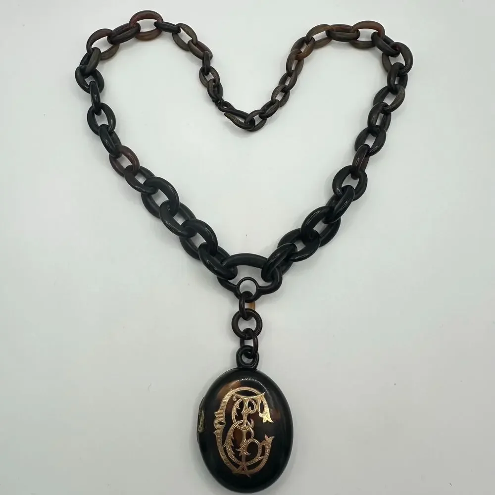 Antique pique locket and chain